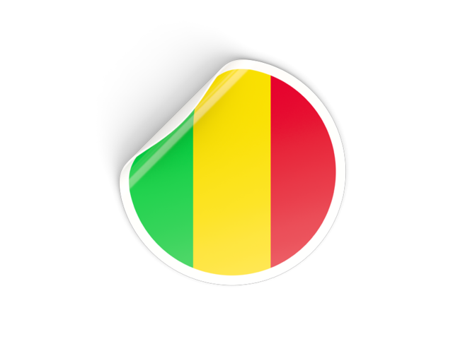 Round sticker. Download flag icon of Mali at PNG format