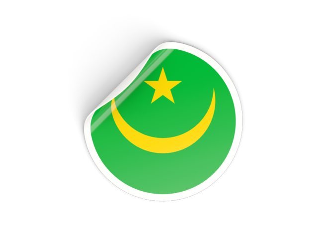 Round sticker. Download flag icon of Mauritania at PNG format