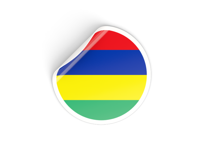 Round sticker. Download flag icon of Mauritius at PNG format