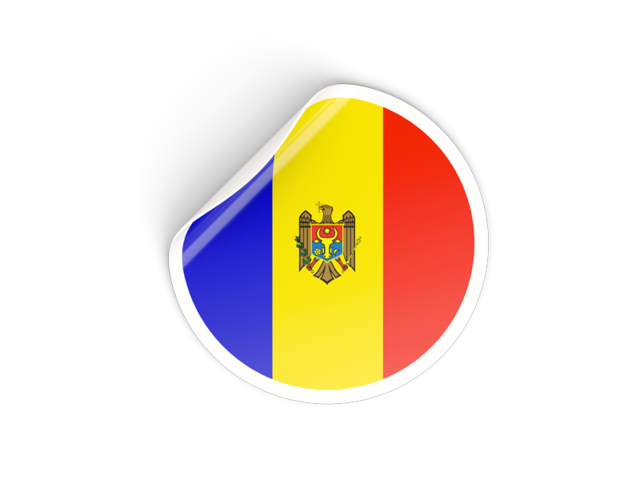 Round sticker. Download flag icon of Moldova at PNG format