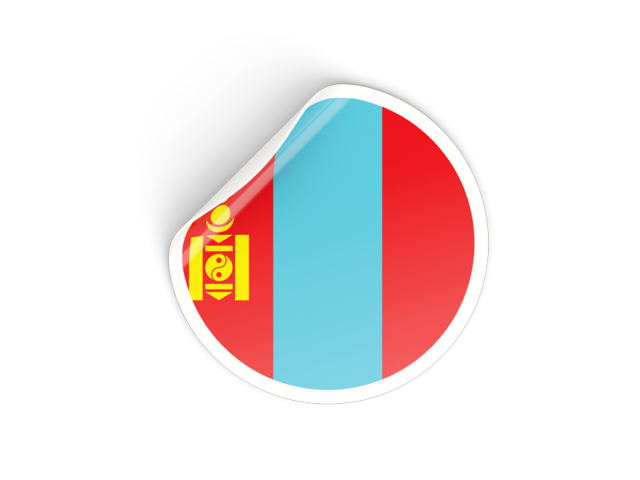 Round sticker. Download flag icon of Mongolia at PNG format