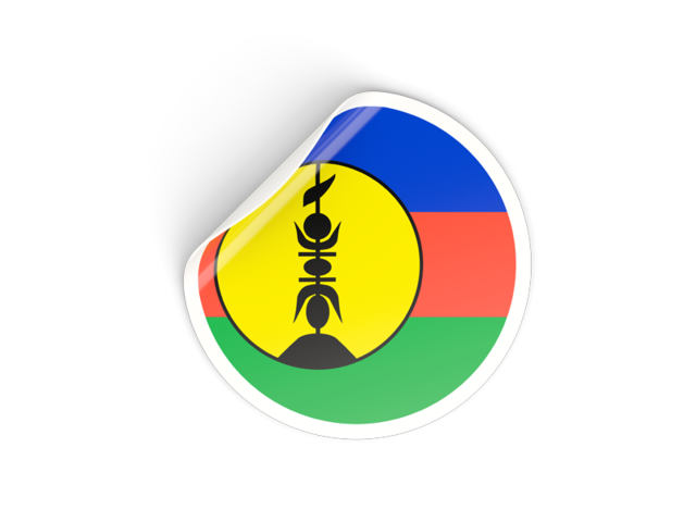 Round sticker. Download flag icon of New Caledonia at PNG format