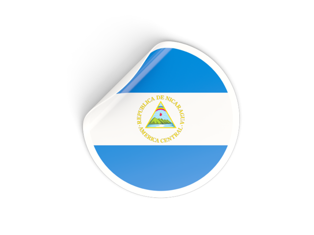 Round sticker. Download flag icon of Nicaragua at PNG format