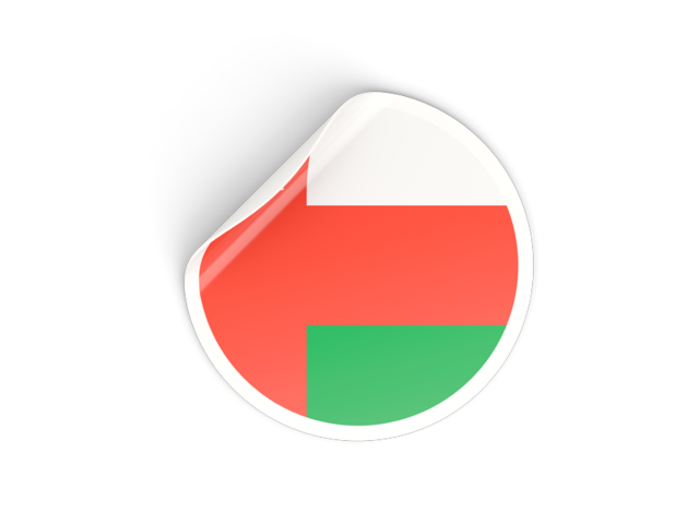 Round sticker. Download flag icon of Oman at PNG format