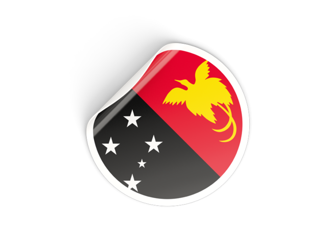 Round sticker. Download flag icon of Papua New Guinea at PNG format