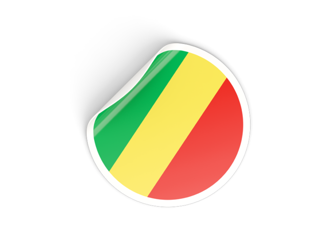 Round sticker. Download flag icon of Republic of the Congo at PNG format