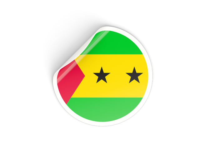 Round sticker. Illustration of flag of Sao Tome and Principe