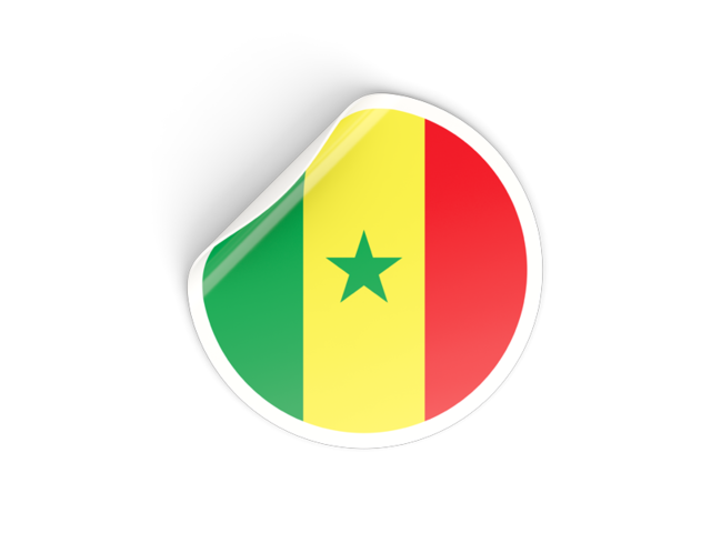 Round sticker. Illustration of flag of Senegal