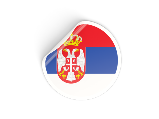 Round sticker. Download flag icon of Serbia at PNG format