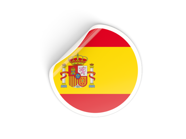 Round sticker. Download flag icon of Spain at PNG format