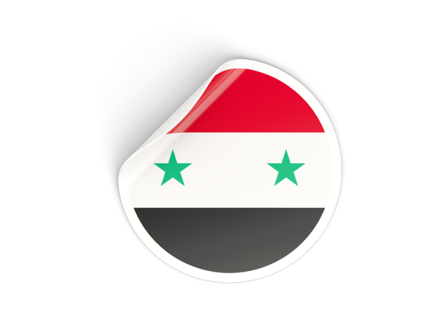Round sticker. Download flag icon of Syria at PNG format