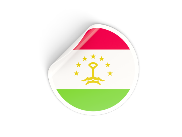 Round sticker. Download flag icon of Tajikistan at PNG format