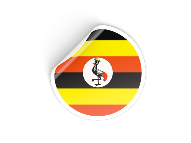 Round sticker. Download flag icon of Uganda at PNG format