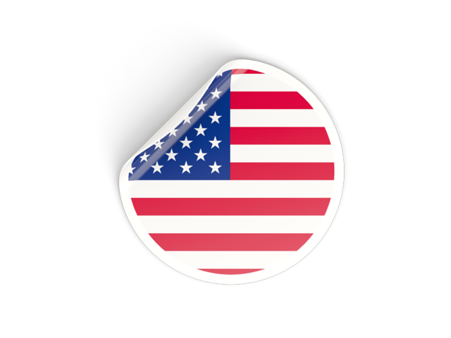 Round sticker. Download flag icon of United States of America at PNG format