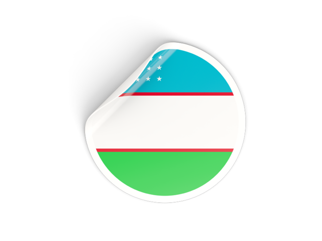 Round sticker. Download flag icon of Uzbekistan at PNG format