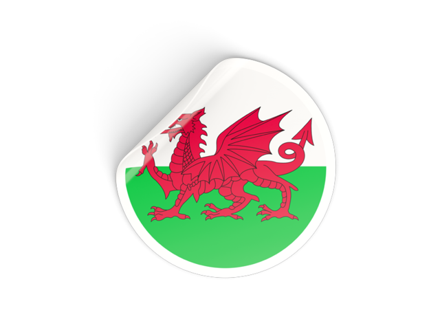 Round sticker. Download flag icon of Wales at PNG format