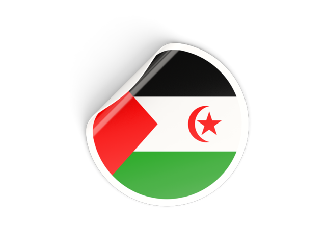 Round sticker. Download flag icon of Western Sahara at PNG format