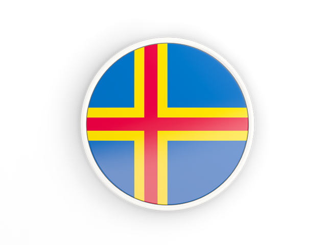 Round icon with white frame. Download flag icon of Aland Islands at PNG format