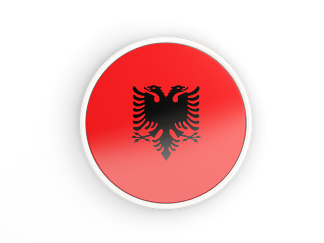 Round icon with white frame. Download flag icon of Albania at PNG format