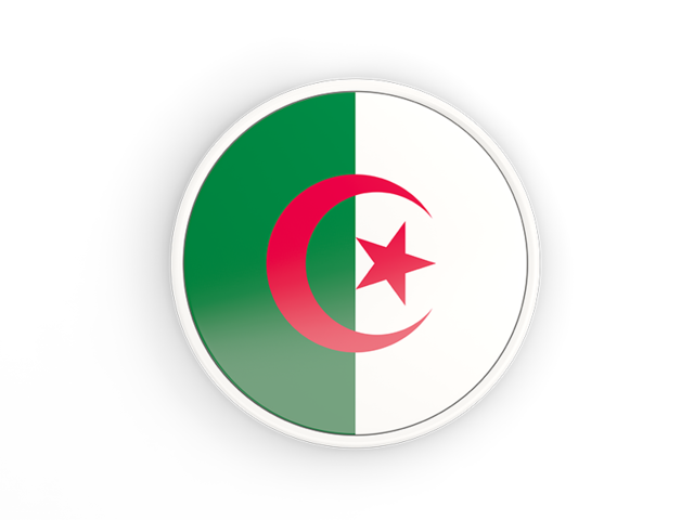 Round icon with white frame. Download flag icon of Algeria at PNG format