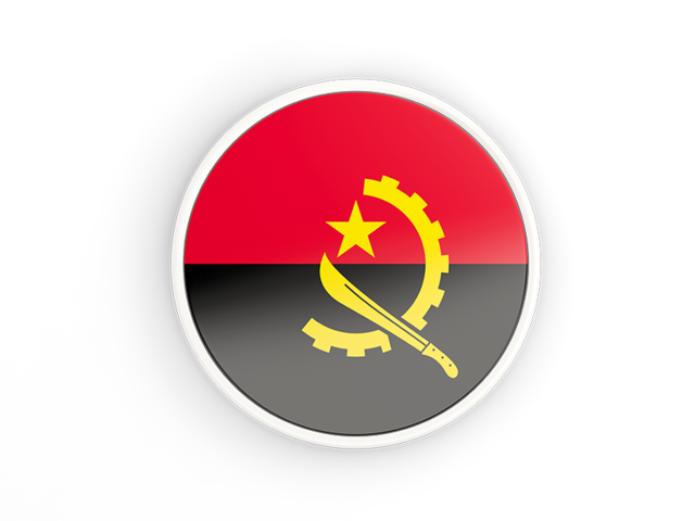 Round icon with white frame. Download flag icon of Angola at PNG format
