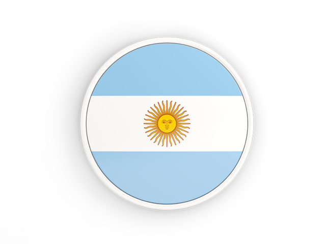 Круглая иконка с белой рамкой. Скачать флаг. Аргентина