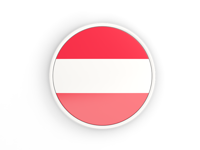 Round icon with white frame. Download flag icon of Austria at PNG format