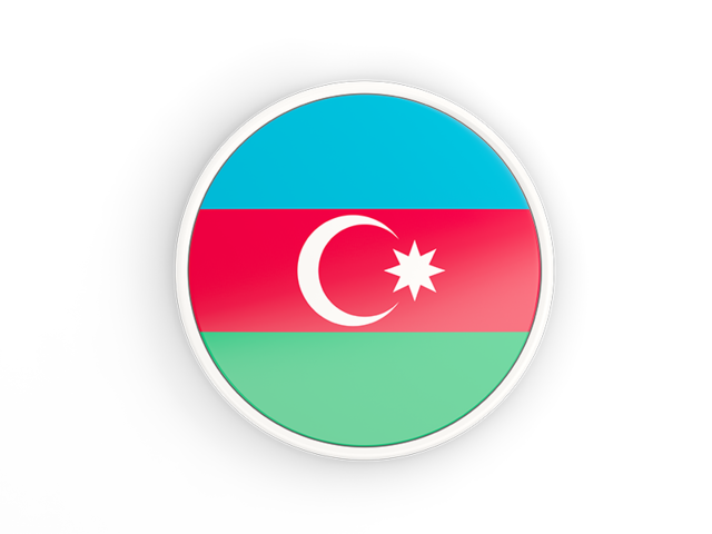 Round icon with white frame. Download flag icon of Azerbaijan at PNG format