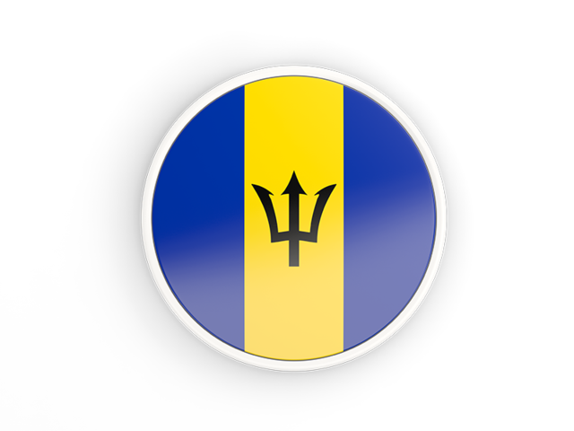 Round icon with white frame. Download flag icon of Barbados at PNG format