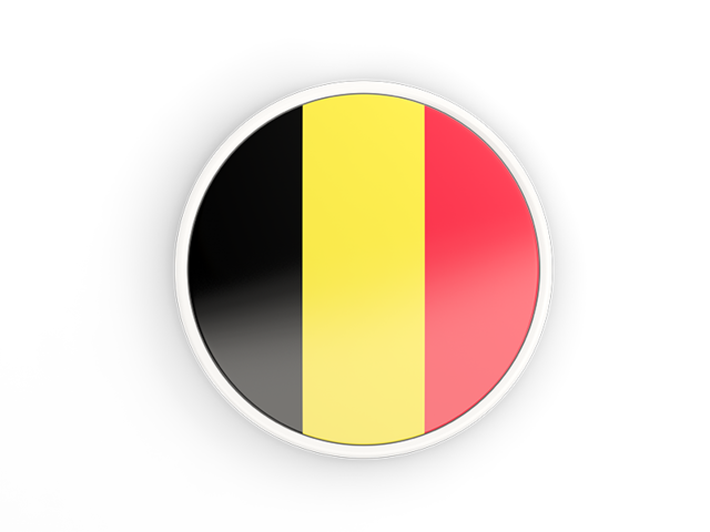 Round icon with white frame. Download flag icon of Belgium at PNG format