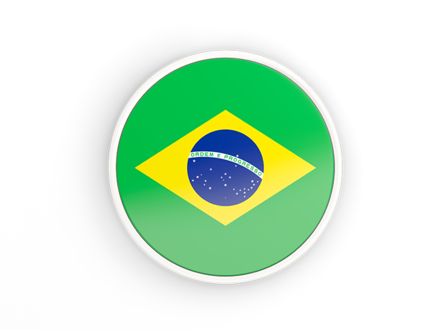 Круглая иконка с белой рамкой. Скачать флаг. Бразилия