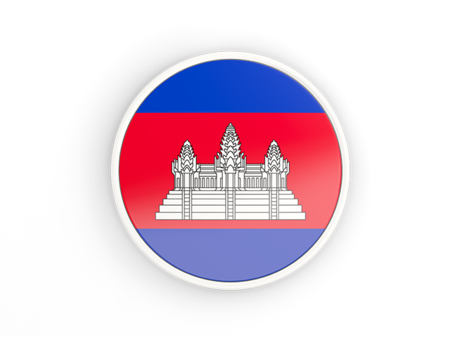 Round icon with white frame. Download flag icon of Cambodia at PNG format