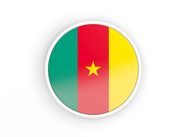 Round icon with white frame. Download flag icon of Cameroon at PNG format