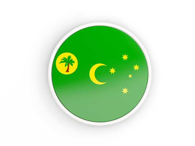 Round icon with white frame. Download flag icon of Cocos Islands at PNG format