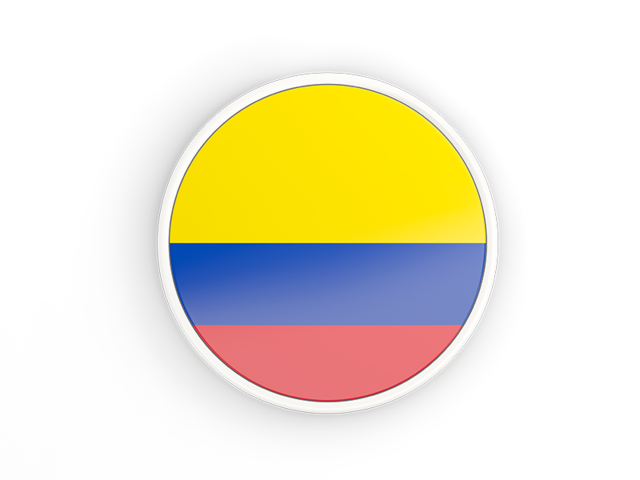 Круглая иконка с белой рамкой. Скачать флаг. Колумбия