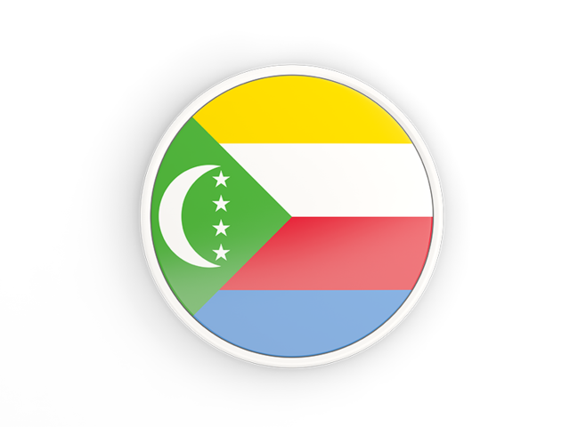 Round icon with white frame. Download flag icon of Comoros at PNG format