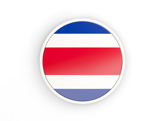 Круглая иконка с белой рамкой. Скачать флаг. Коста-Рика