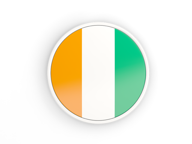 Round icon with white frame. Download flag icon of Cote d'Ivoire at PNG format