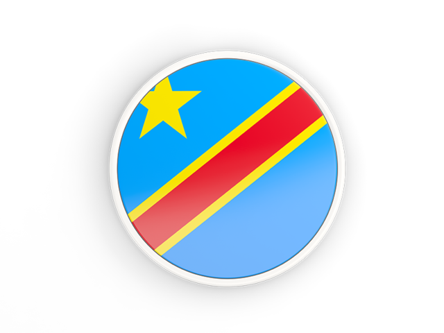 Круглая иконка с белой рамкой. Скачать флаг. Демократическая Республика Конго