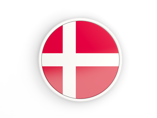 Round icon with white frame. Download flag icon of Denmark at PNG format