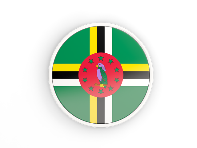 Round icon with white frame. Download flag icon of Dominica at PNG format