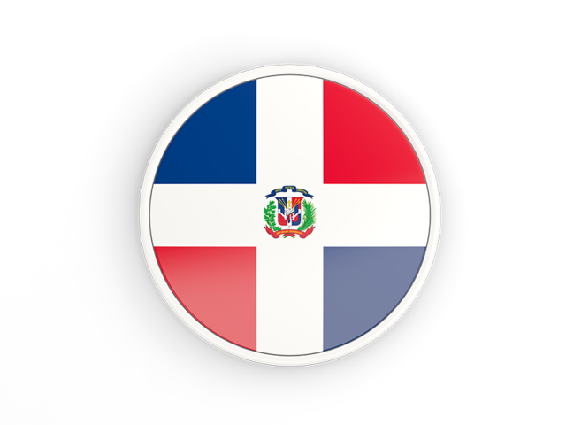 Круглая иконка с белой рамкой. Скачать флаг. Доминиканская Республика