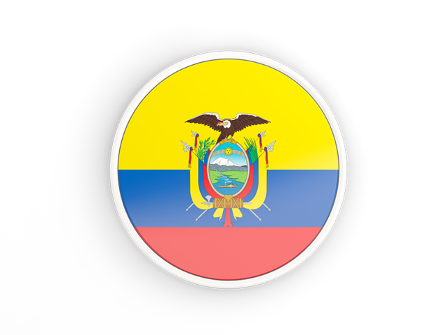 Round icon with white frame. Download flag icon of Ecuador at PNG format