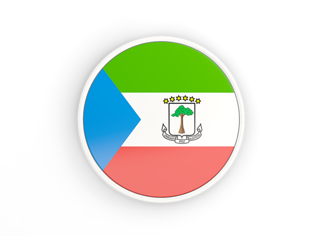 Круглая иконка с белой рамкой. Скачать флаг. Экваториальная Гвинея