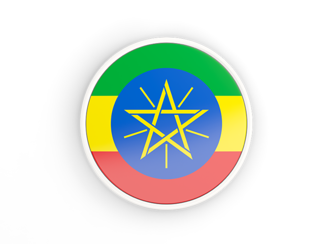 Round icon with white frame. Download flag icon of Ethiopia at PNG format