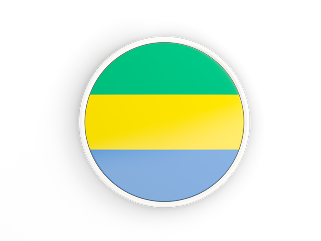 Round icon with white frame. Download flag icon of Gabon at PNG format