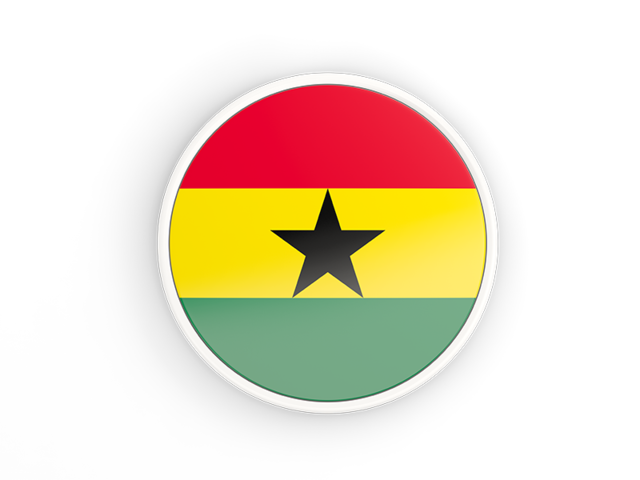 Круглая иконка с белой рамкой. Скачать флаг. Гана
