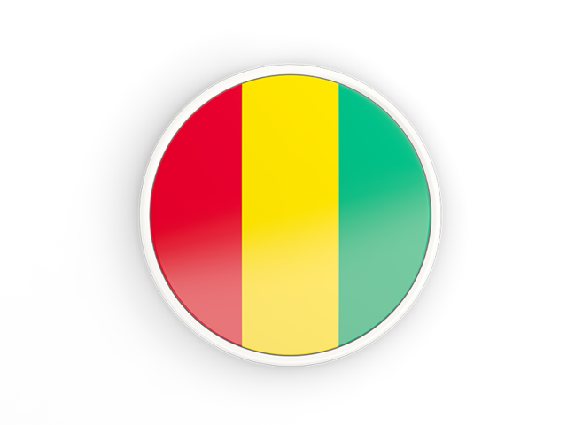 Round icon with white frame. Download flag icon of Guinea at PNG format