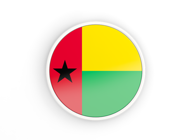 Круглая иконка с белой рамкой. Скачать флаг. Гвинея-Бисау