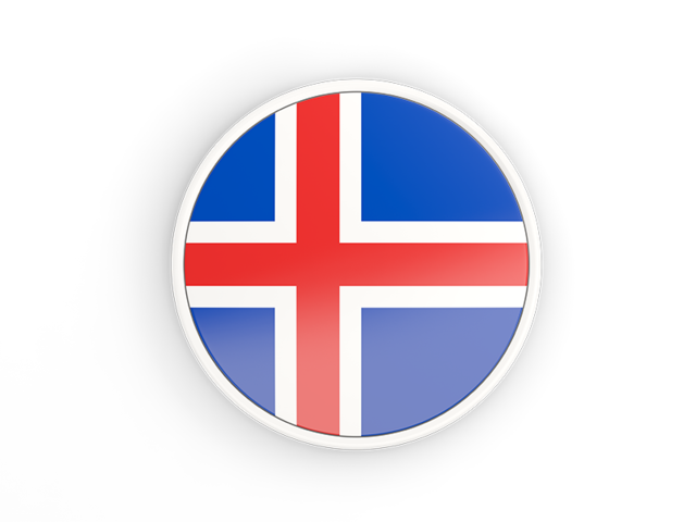 Round icon with white frame. Download flag icon of Iceland at PNG format